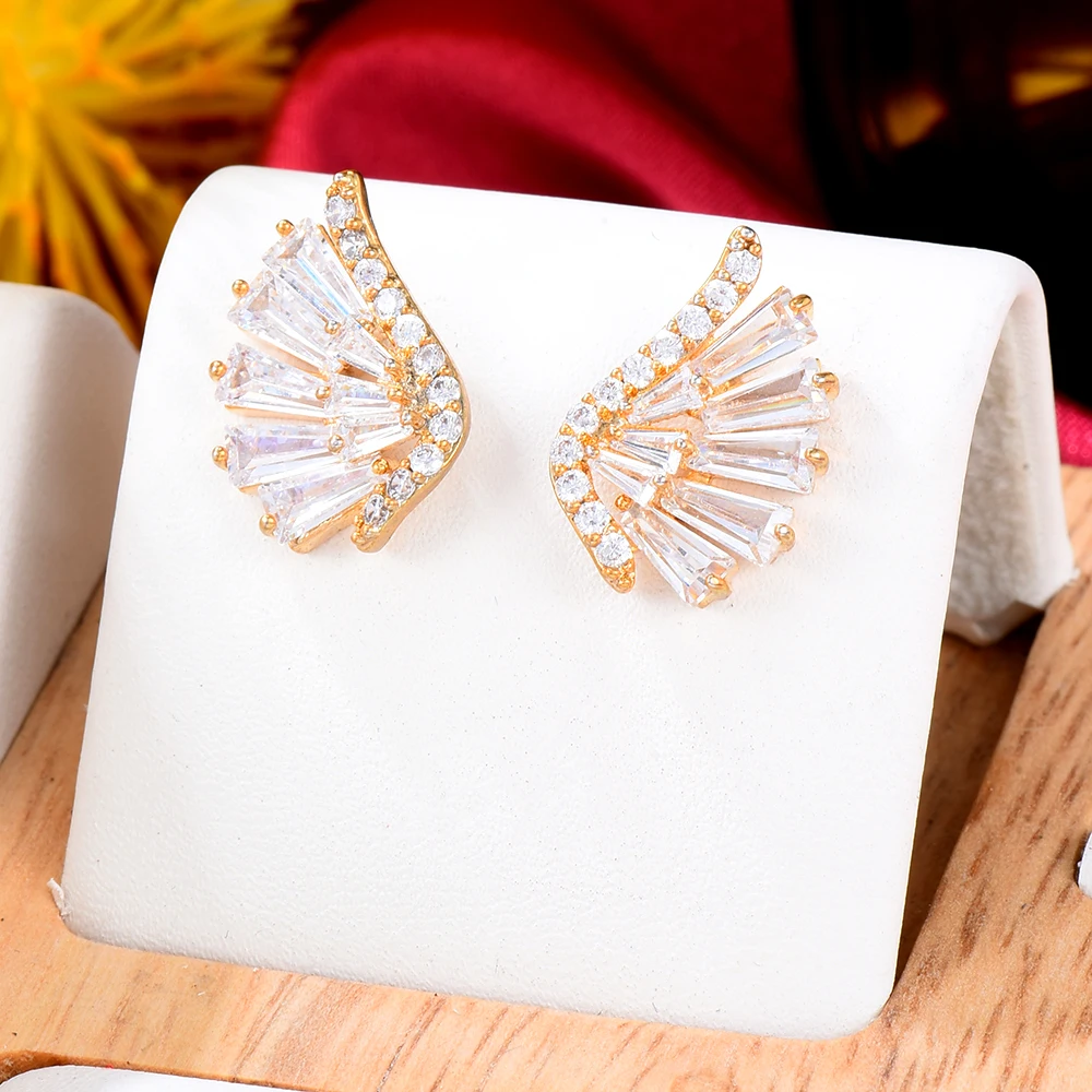 GODKI NewTrendy Love Angel Wing Earring For Women Wedding Party Indian Dubai Bridal Jewelry boucle d'oreille femme Gift 2022