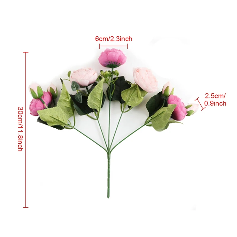 

30cm Rose Pink Silk Bouquet Peony Artificial Flowers DIY Bride Wedding Home Decoration Fake Flowers Faux Christmas Roses Flowers