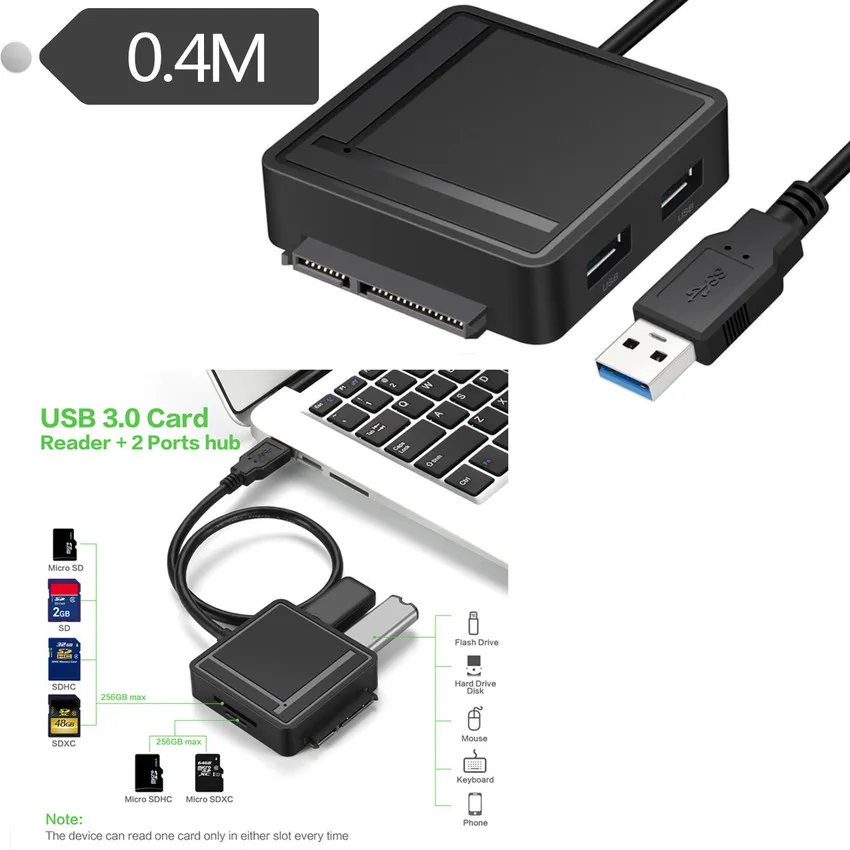 USB 3 0 на SATA адаптер с 2 портами и TF SD Многофункциональный кард-ридер | Электроника
