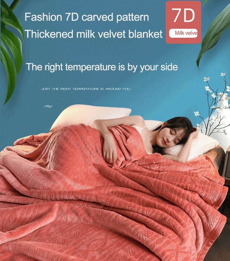 

7D Carved Milk Fleece Blanket Thick flannel coral fleece blanket warm sheets lunch break blanket Bohemia twin Bedding