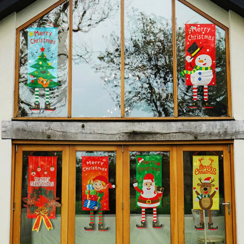 2019 Рождество Снеговик Лось Санта Клаус Ткань Висячие Флаг рождественские