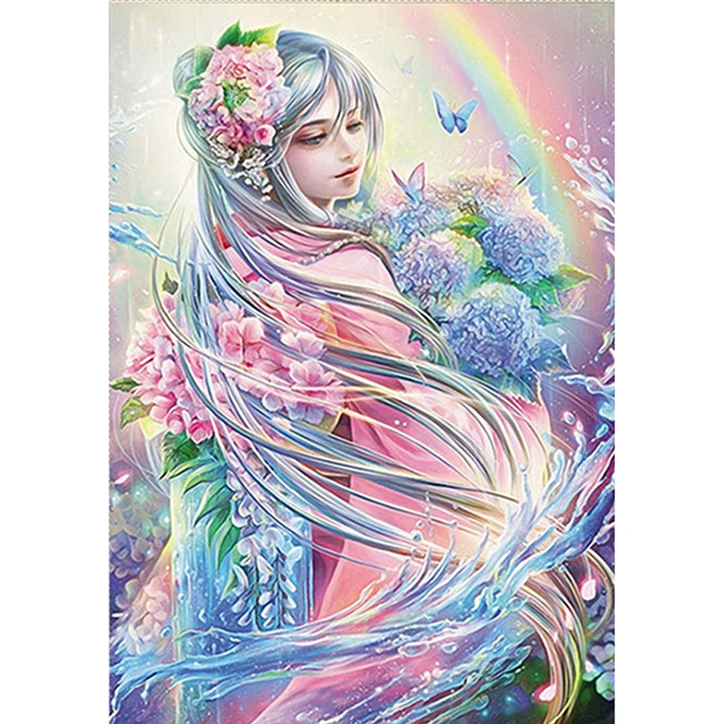 

5D DIY diamond painting rainbow girl embroidery diamond cross stitch rhinestone mosaic painting decoration gift pendant painting