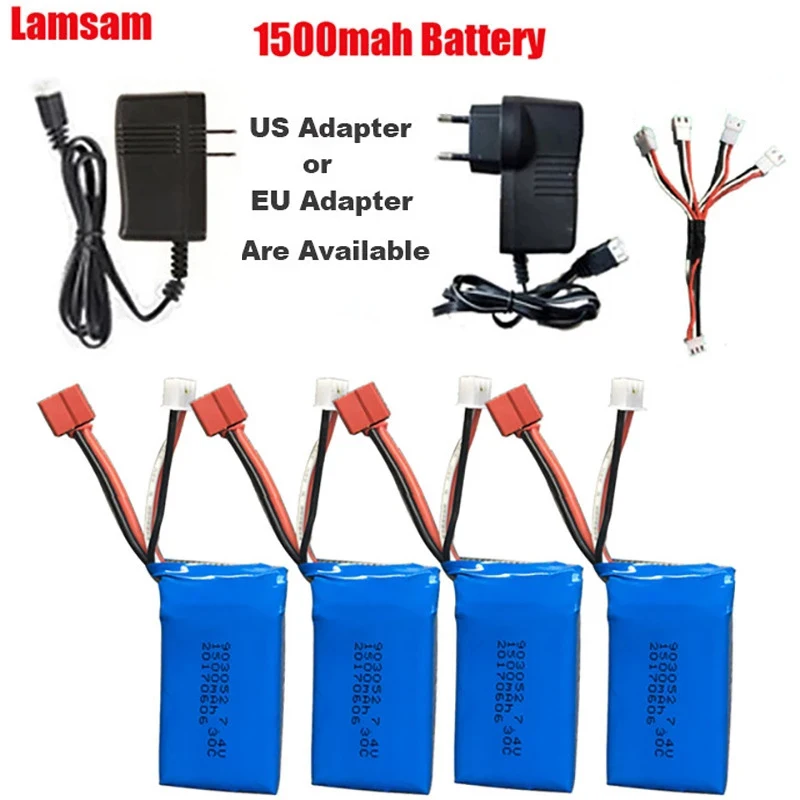 7 4 V 1500 мА • ч высокоемкая батарея Li po Батарея + кабель (4in1)+ зарядное устройство для