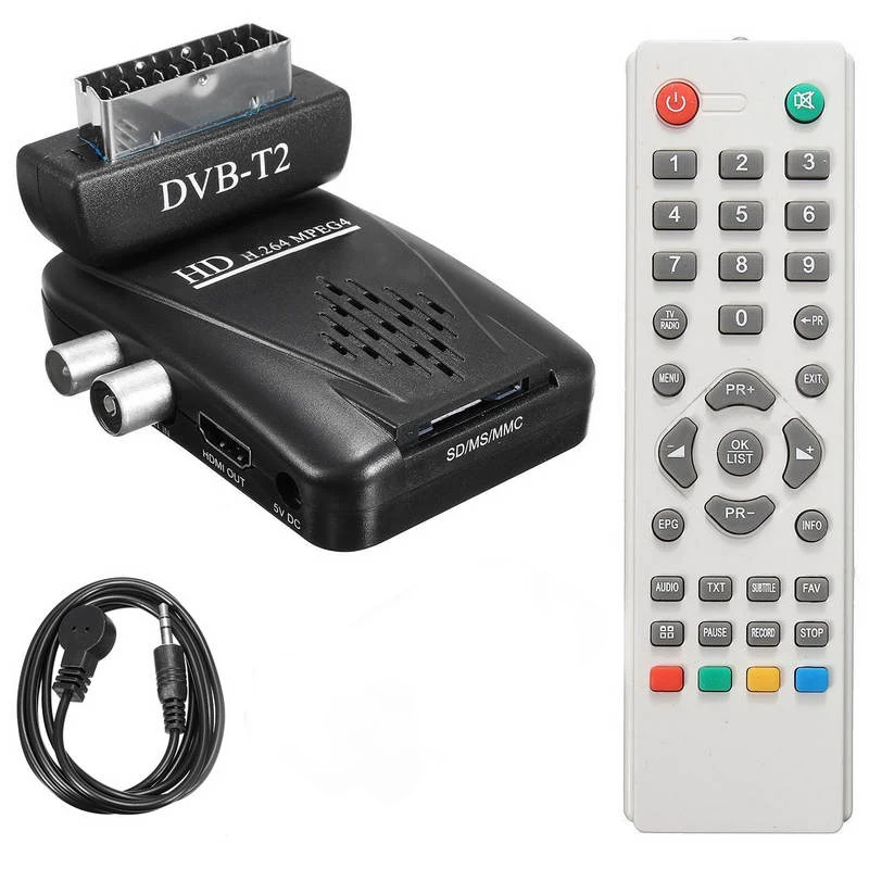 

HD Scart DVB-T DVB-T2 Terrestrial Receiver Digital TV Tuner Decoder Receiver Supports HDMI/Scart 1080P T2 tuner with Remote