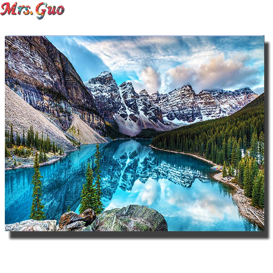 

5d Diamond Embroidery Nature Scenery DIY Diamond Painting round Square Rhinestones Mountain lake Mosaic Diamond wall Art decor,