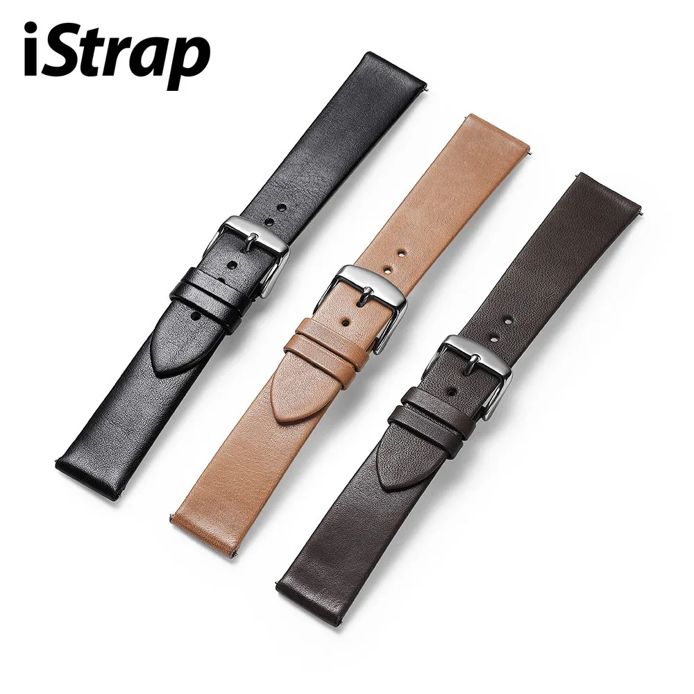 Ремешок для часов iStrap тонкий ремешок из натуральной кожи 18 19 20 2122 мм|Ремешки