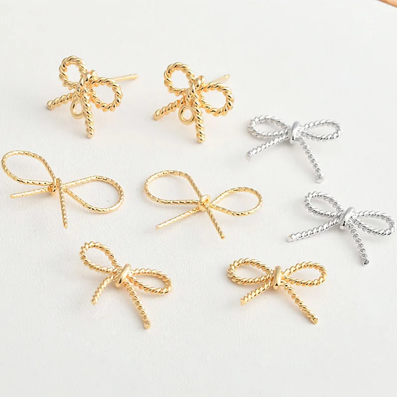 Сплит цветок полый Лук 18k позолоченные серьги сделай сам самодельные аксессуары