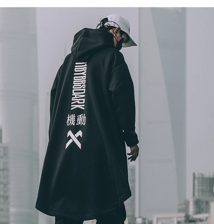 11BYBBSDARK хип хоп Письмо вышитые мужские тренчи с капюшоном куртки модная повседневная Уличная Harajuku карманы флисовая куртка для мужчин