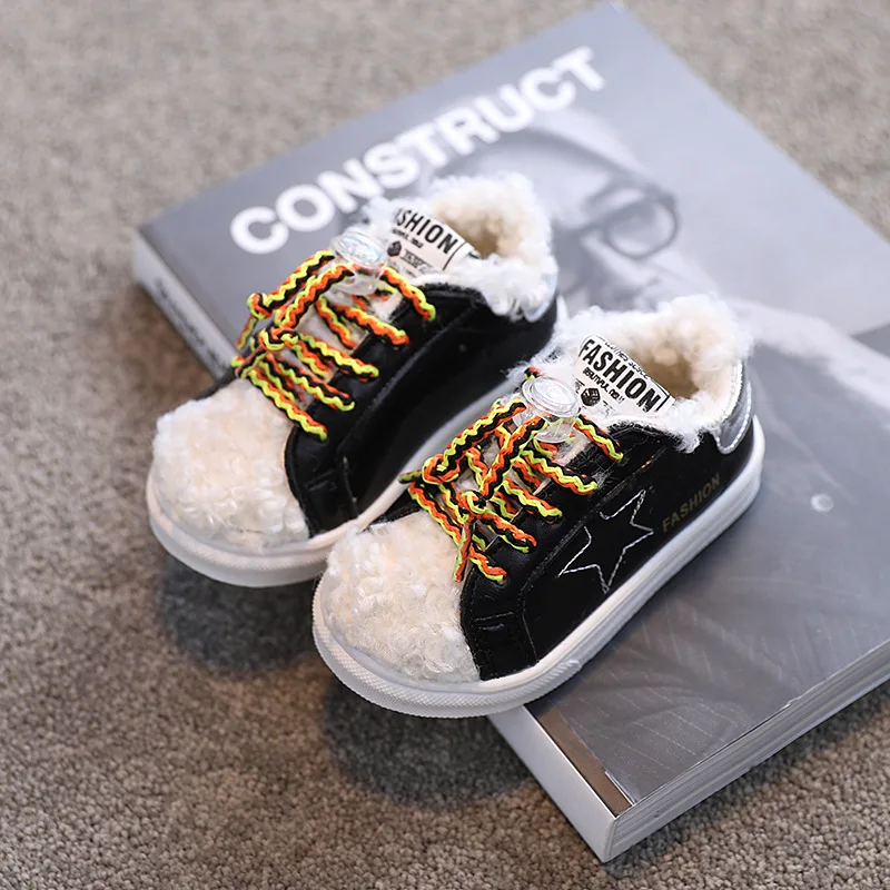 

Children plush casual cotton shoes 2020 new winter kids sports shoes boys plus fleece warm shoes girls fashion white sneakers