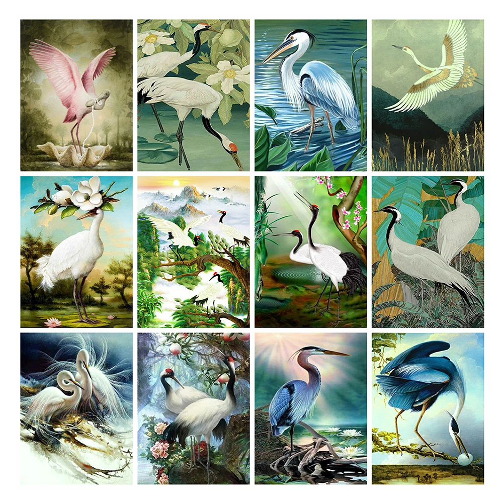 

Full Square Diamond Painting Crane Animals Diamond Embroidery Cross Stitch 5D DIY Rhinestone Mosaic Home Decor