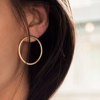 trendy jewelry round earrings simply design metal alloy golden silvery plating circle metallic hoop earrings for women gifts