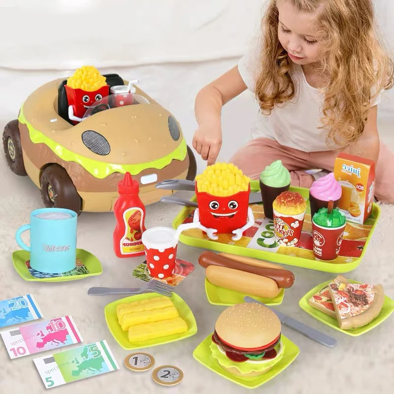 

Kids Toy kitchen toy hamburg Accessories With Ice Dispenser Role Playing Appliance For Kids Kitchen Set Food Toys For Girls Boys