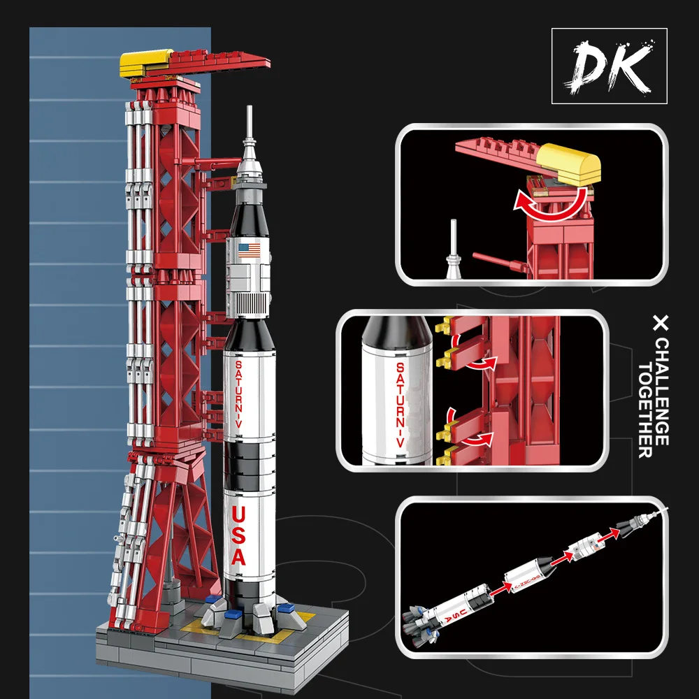 7022 Apollo Project Lunar Astronaut Saturn V Carrier Rocket Model Building Blocks Bricks Toys for Children | Игрушки и хобби