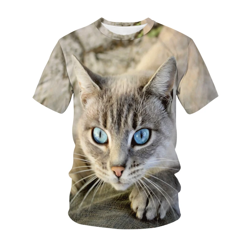 

Kawaii Cat Print Kid T Shirt Cute Cat Kids T-Shirts children Short Sleeve Summer Tops Graphic Tees Boys Girls T-Shirt For Gift