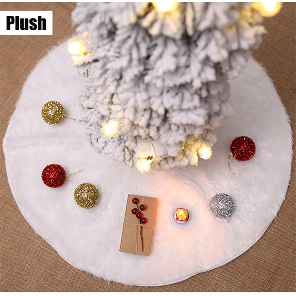 

78/90/122CM White Plush Christmas Tree Skirt Aprons Christmas Tree Carpet Christmas Decorations for Home New Year Xmas Decor