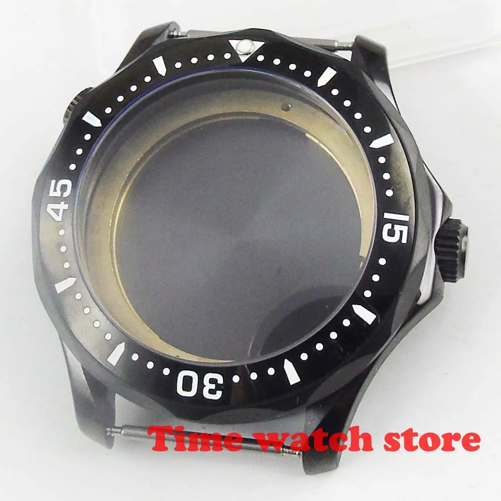 Полированный черный чехол для часов из нержавеющей стали 41 мм PVD подходит ETA 2836