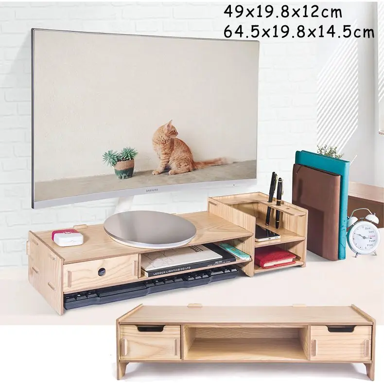 Деревянная подставка для монитора настольный органайзер компьютера с