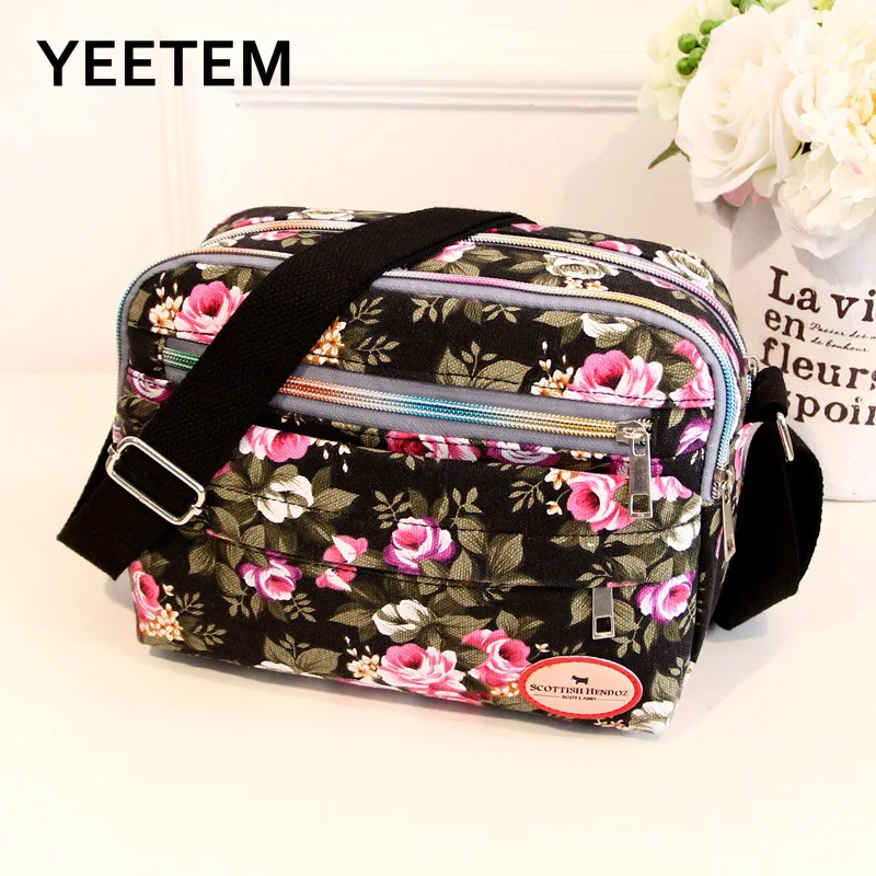 

Women's Bags Canvas Flowers Shoulder Diagonal Small Square Handbag Multifunctional Large Capacity Canvas Crossbody Bag