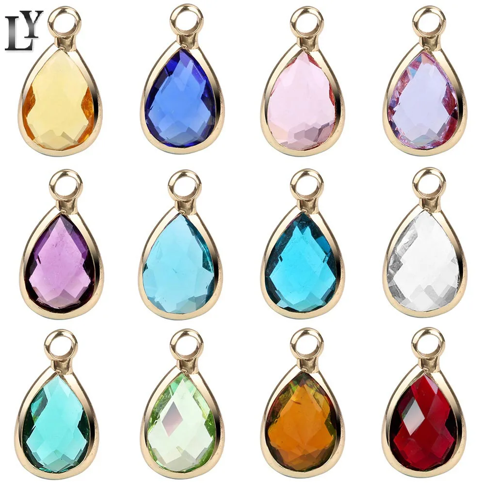 

6MM Oval Shape Crystal Birthday Month Stone Charms Pendants Necklace Keyring DIY Making