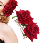 Модные ювелирные изделия, женский головной убор, очаровательные аксессуары для волос, заколки для волос, заколки с белымикрасными цветами розы, гребни для волос для свадьбы и невесты
