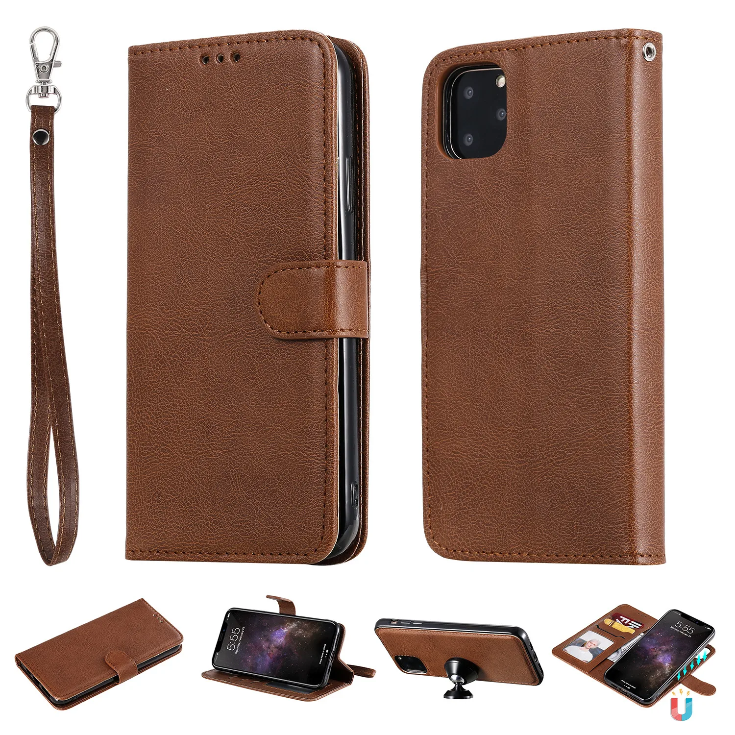 

2 In 1 Card Slot Leather Magnetic Flip Stand Wallet Phone Case for iPhone X/XS/XR/XS plus/XS max/11/11 pro/11 pro max