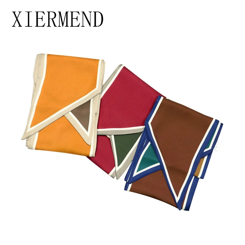 

150cm*13cm longer scarves female spring autumn hairband outfit pure color splicing wide strip scarf tied women skinny scarf