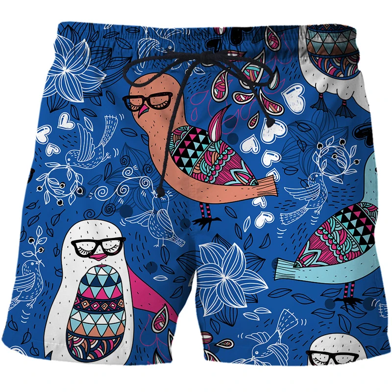Swiming Shorts Men Summer Casual Masculina Loose Abstract pattern Shorts Hawaiian Print Elastic Waist Bathing Beach Shorts