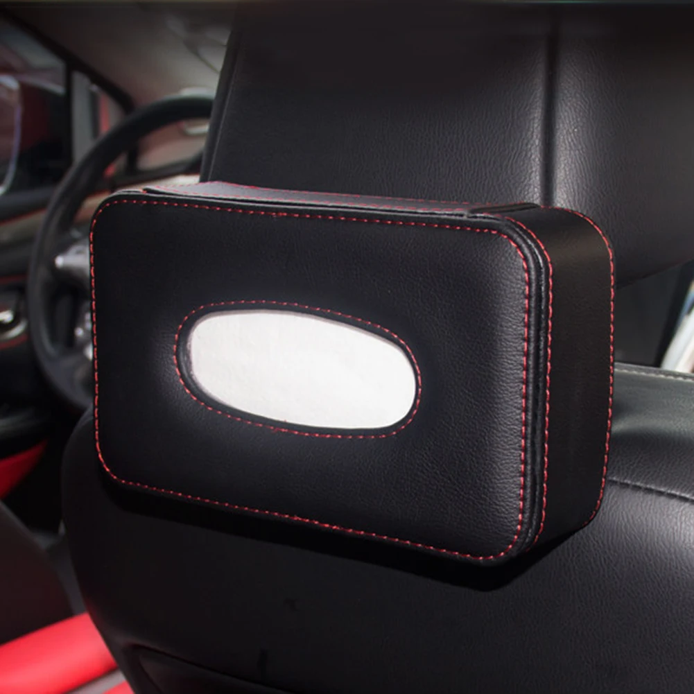 

Multifunctional Car Tissue Box Holder Seat Back Headrest Hanging Leather Tissue Case Interior Accessories