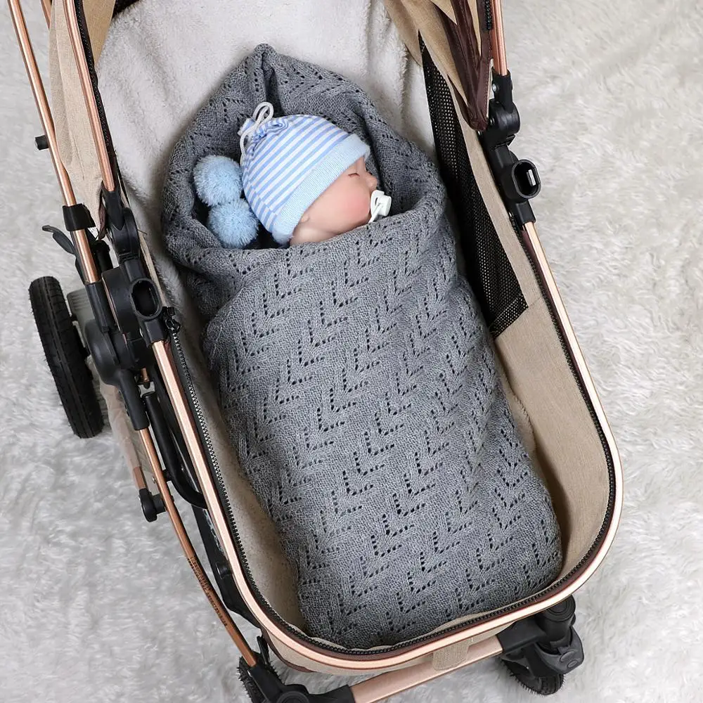 Baby Blankets Knitted Newborn Soft Infantil Bebes Muslin Swaddle Wrap 100*80cm Toddler Stroller Basket Sofa Bed Sleeping Blanket | Мать и
