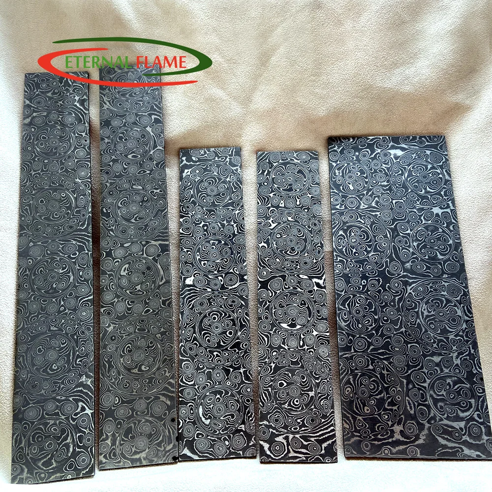 Узор сэндвич из дамасской стали для самостоятельного изготовления ножей, пластина из металлического материала, заготовка лезвия, термическая обработка Узор сэндвич из дамасской стали для самостоятельного изготовления ножей, пластина из металлического материала, заготовка лезвия, термическая обработка