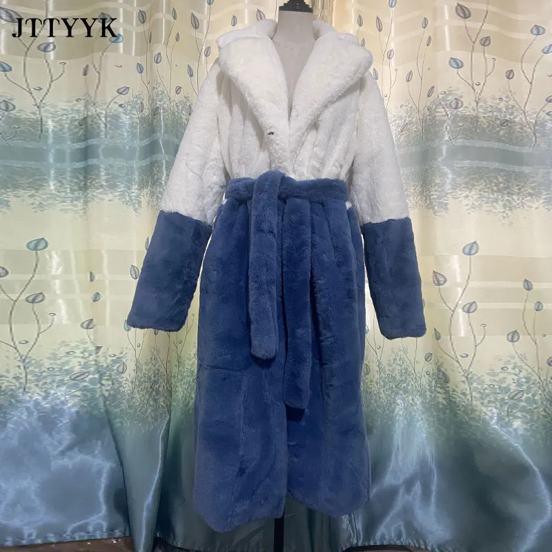 Jaqueta de Inverno Jaqueta de Pele do Falso Cabolsa de Pele Cabolsas de Pelúcia com Cinto Parka Roupas Femininas Peludo Longo Lapela Cabolsa Grosso Quente Feminino 5 Cheap Pele sintética