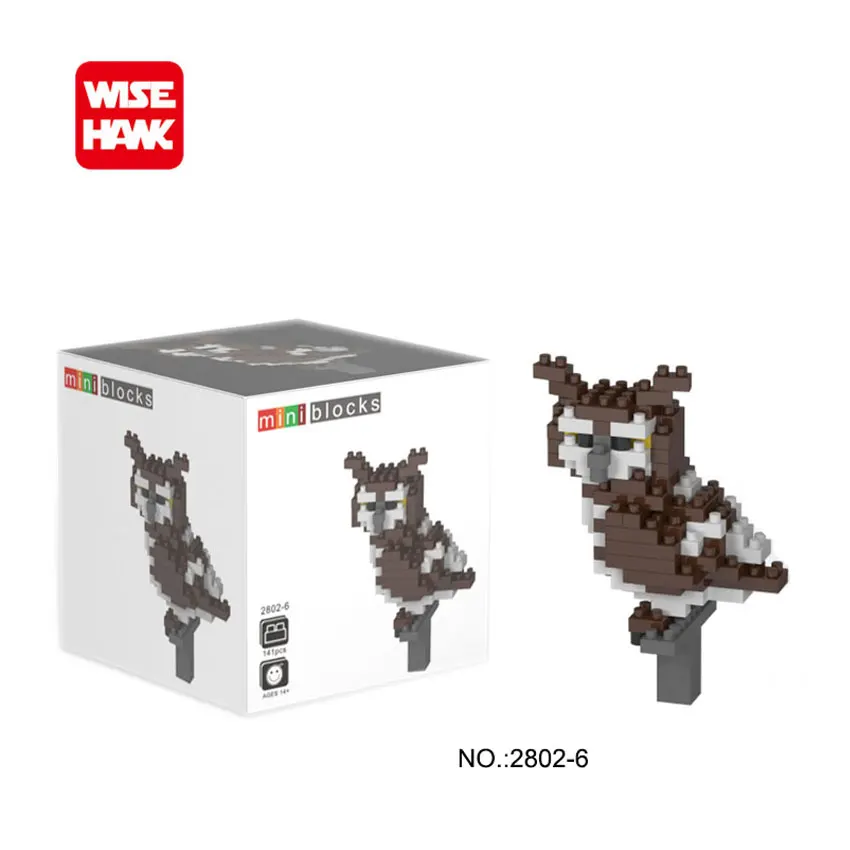 Мини кубики WiseHawk из серии животных птица собака Лев тигр модель сделай сам