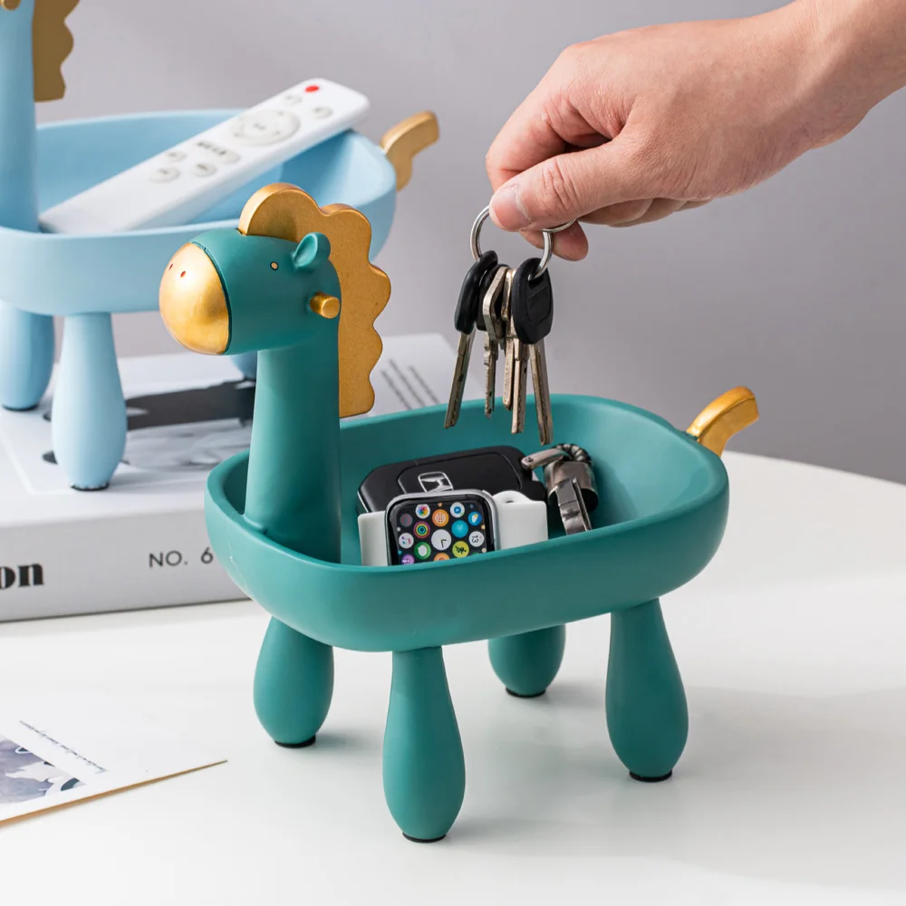 

Creative Cartoon Horse Statue Resin Animal Statue Key Candy Container Decoration Home Desktop Sundries Storage Box Coin Bank