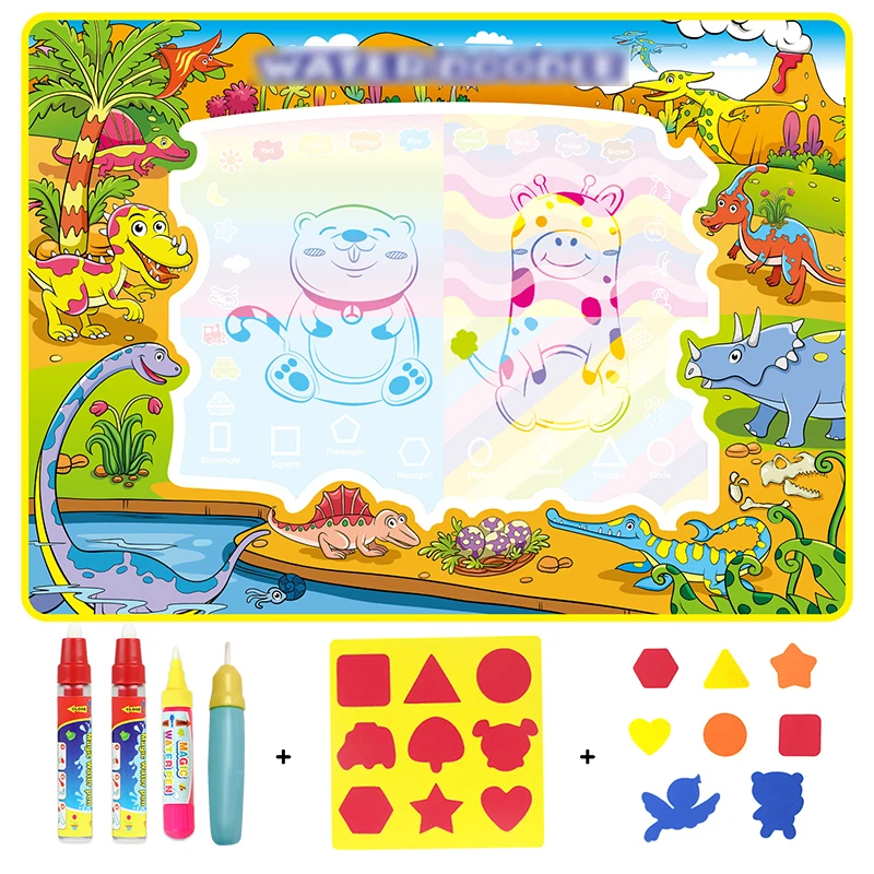 Магический коврик для рисования водой большой размер динозавр мир 110*80 см 4