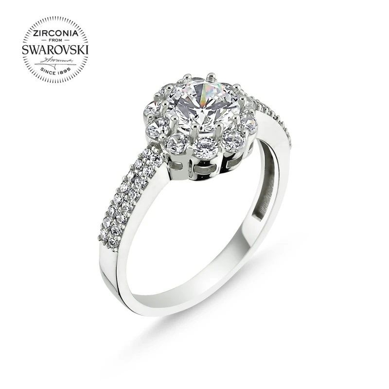 

Silverlina Silver Swarovski Zirconia Gemstone Yarımtur Engagement Ring