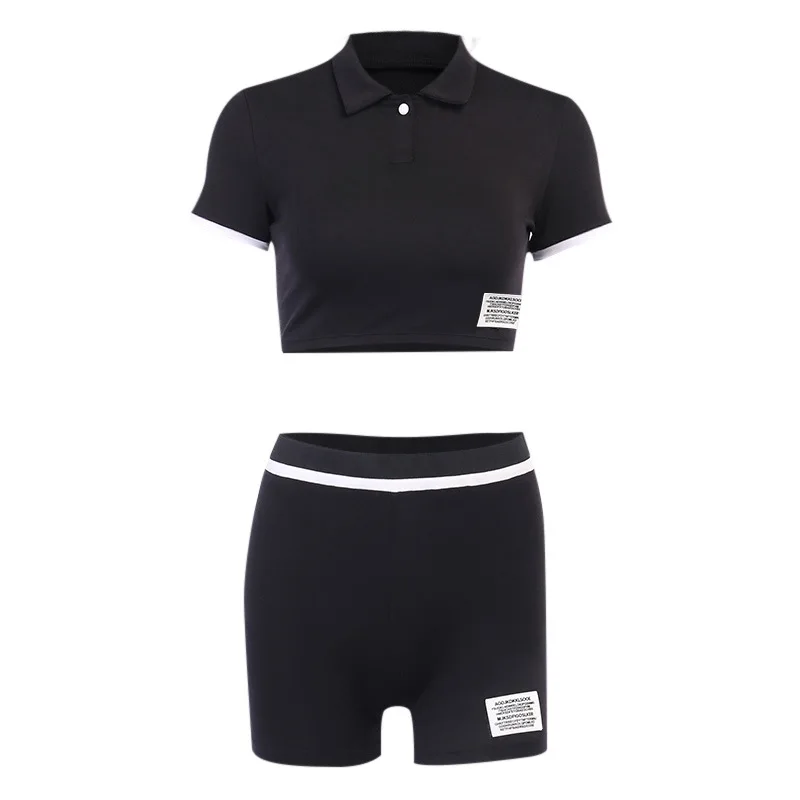 

Fanco 2020 летние новые женские сексуальные шорты с высокой талией, футболка контрастных цветов, повседневный комплект из 2 предметов