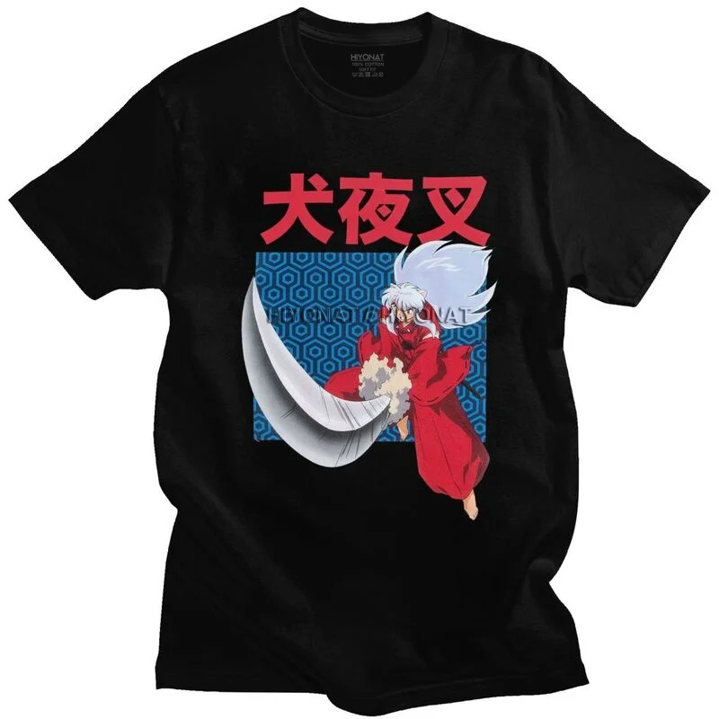 

Футболка мужская с феодальным демоном Inuyasha, хлопковая тенниска с коротким рукавом, майка с рисунком аниме Tessaiga Sesshoumaru Higurashi Kagome