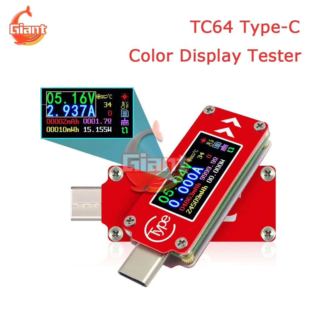 Многофункциональный тестер TC64 QC2.0 QC3.0 Type-C вольтметр амперметр измеритель