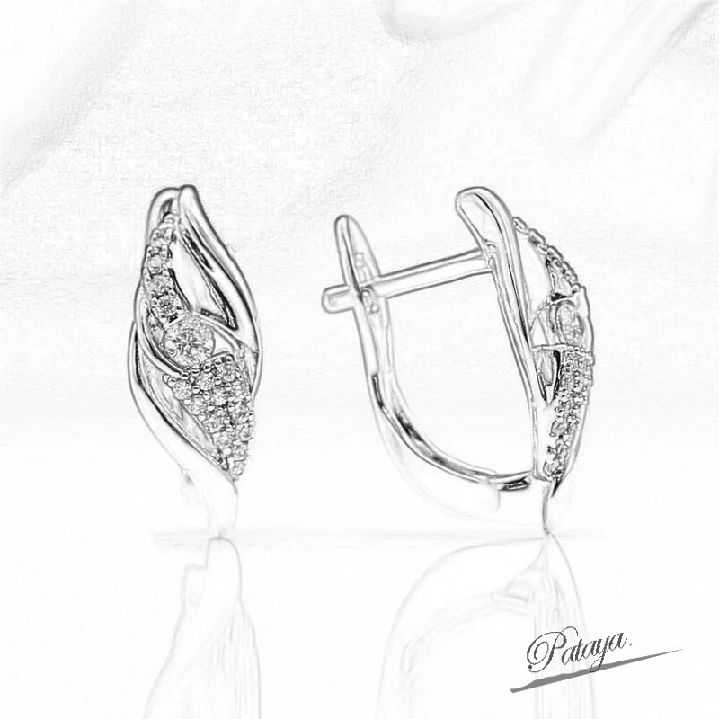 

PATAYA New Hot 585 Rose Gold Drop Earrings Round White Natural Zircon Vintage Earrings For Women Gift Daily Fine Fashion Jewelry