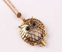 new personality owl vintage necklace popular magnifying glass round glass pendant can be opened lovers pendant retail wholesale