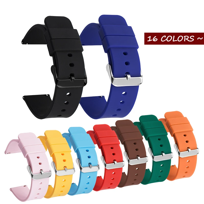 

Universal Sport Silicone Strap 14mm 16mm 18mm 20mm 22mm 24mm Replacement Band for Samsung Galaxy Active2 Huawei GT 2 Smart Watch
