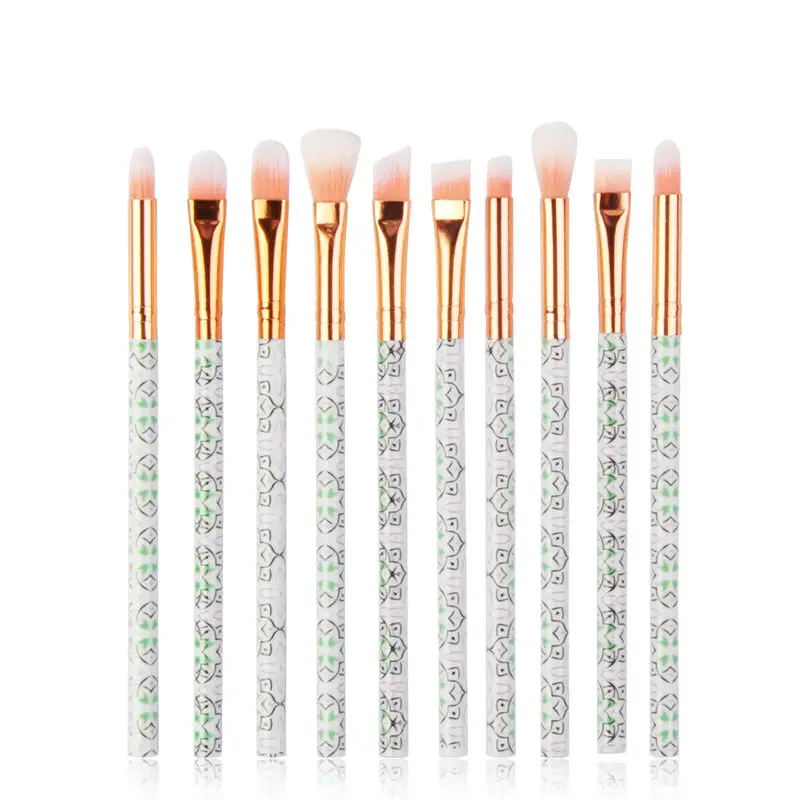 10pcs White green Makeup brushes set pro 10/20Pcs Multifunctional Brush Marbling EyeShadow Blending Eyeliner Eyelash Eyebrow Brush For Makeup Tool - Handle Color: 10pcs White green
