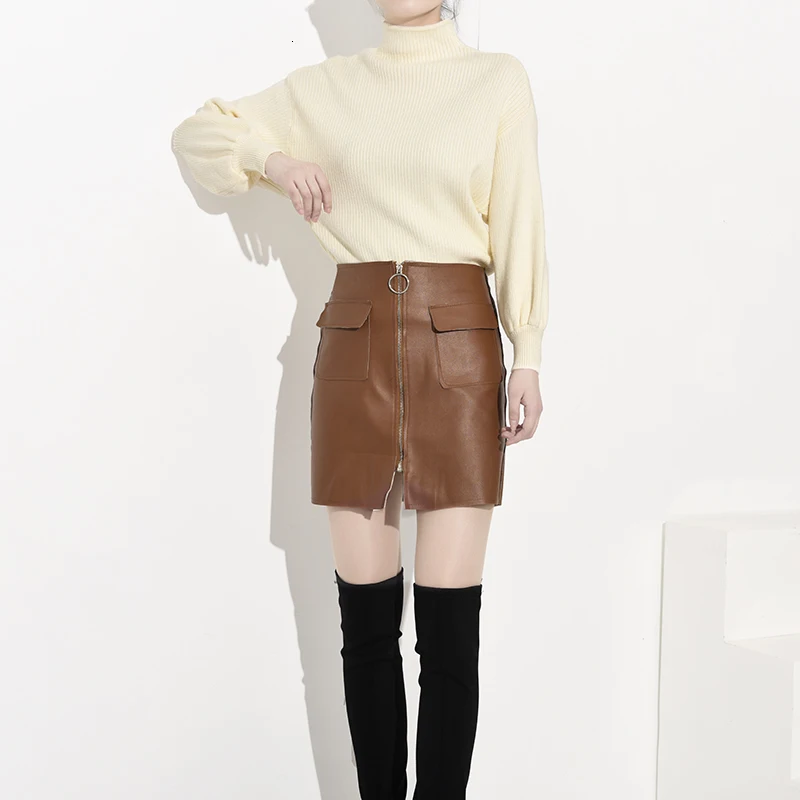 LANMREM 2019 новинка осень и зима водолазка рукав-фонарик вязанный Толстый Пуловер