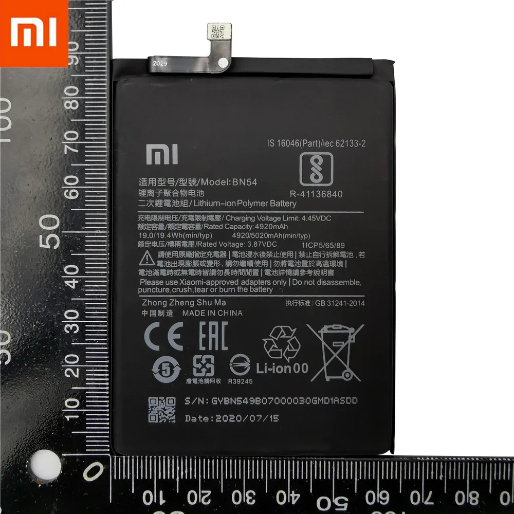 

Original Xiaomi BN54 BM4S Phone Battery for Xiaomi Redmi Note 9 Note9 Redmi 10X 4G Redmi 10X 5G 10X Pro 5G Original Battery Tool
