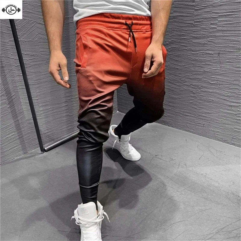 Мужская спортивная обувь для бега брюки 3D градиентный тренажерный зал фитнес