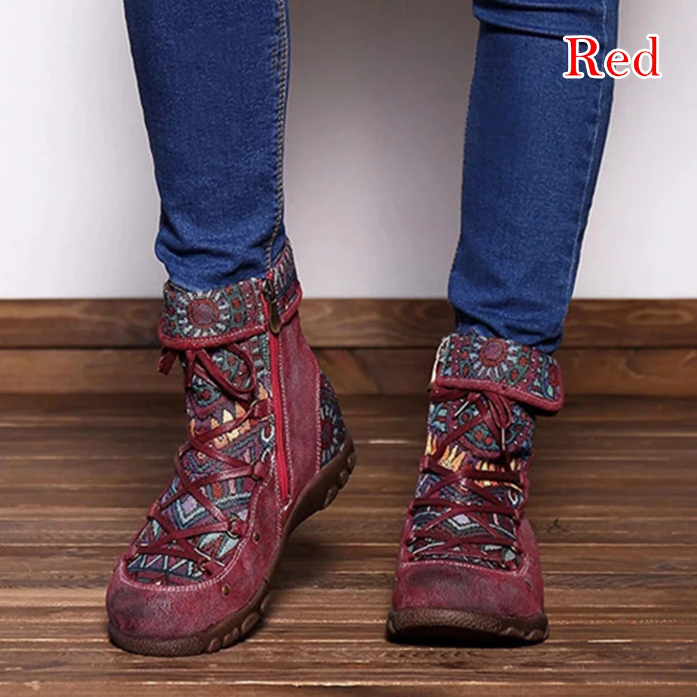 WENYUJH; коллекция года; женские ботинки с вышивкой; сезон осень-зима; Boho; женские полусапожки с круглым носком; женские ботинки на шнуровке; повседневная обувь; Прямая поставка