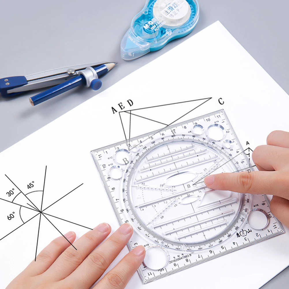 

Multi-function Drawing Ruler Art Design Stereo Geometry Ellipse Template Bow-shape Ruler School Office Accessories