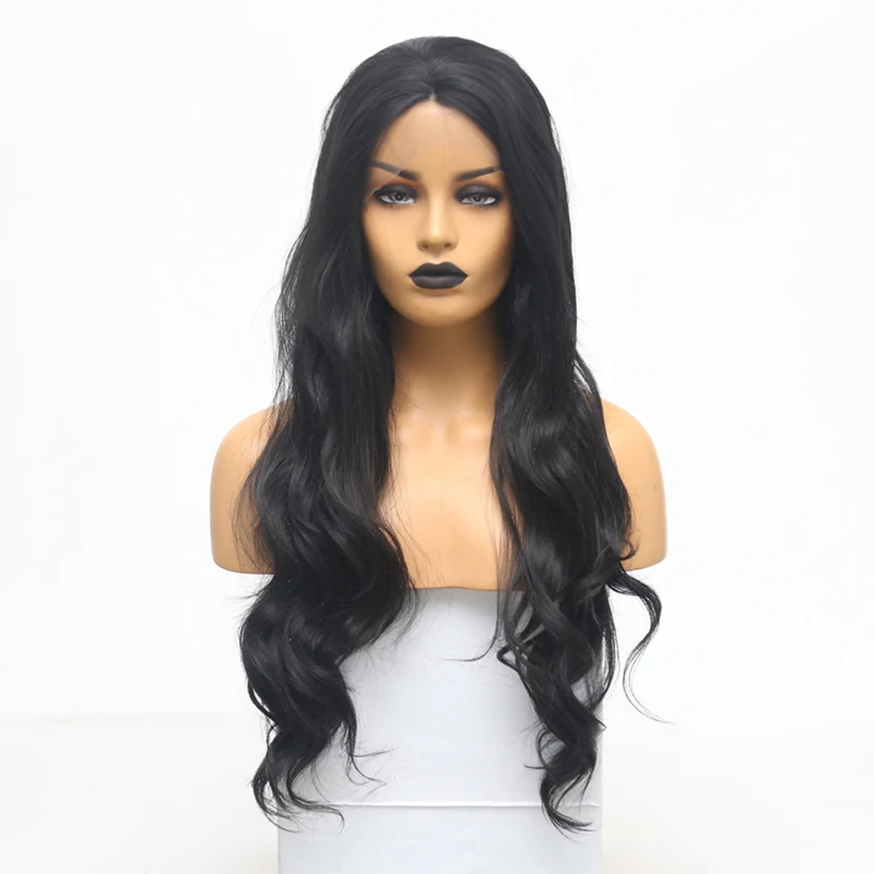 RONGDUOYI длинные натуральные черные волнистые синтетические кружевные передние