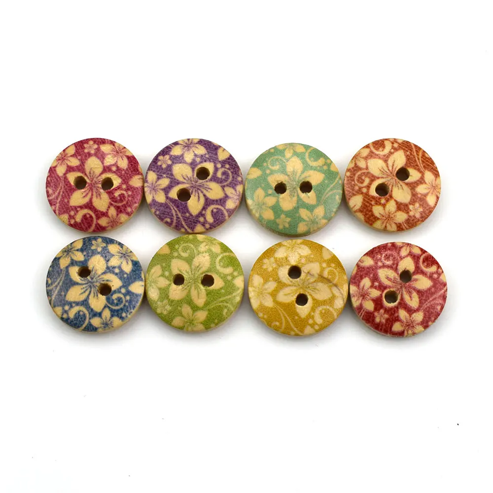 

500PCS 2 Holes Mixed Flower Wooden Buttons for Needlework Craft Scrapbooking DIY Sewing Decorative Children's Wood Button