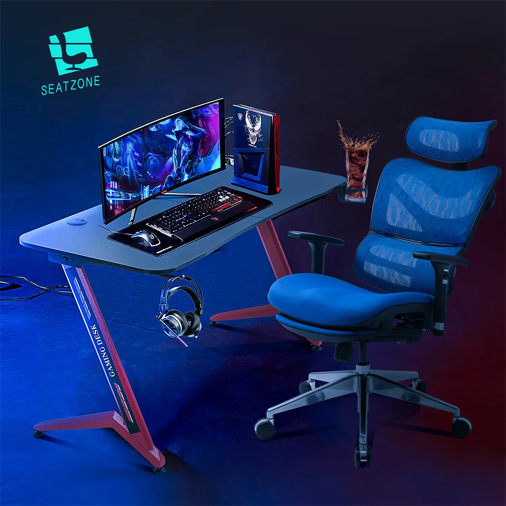 

Yamasoro Gaming Desk, Ergonomic Gaming Desk T-Shaped Office PC Computer Desk, Gamer Tables Pro with Cup Holder&Headphone Hook